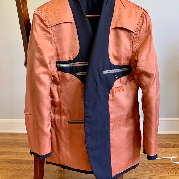 Baroni Prive Slim-Fit Navy Suit Jacket - Picture 7 of 10